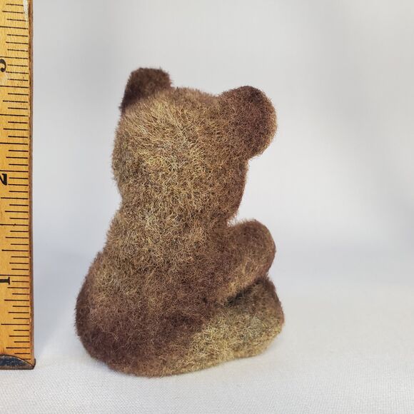 Twin Flocked Vintage Teddy Bear Fuzzy Hand Painted Made in Hong Kong - Picture 6 of 13